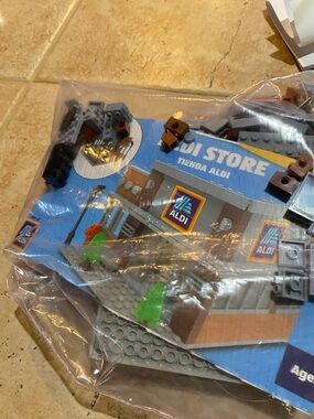 Lego Blue Aldi Store Mini Building with Translucent Green Details
